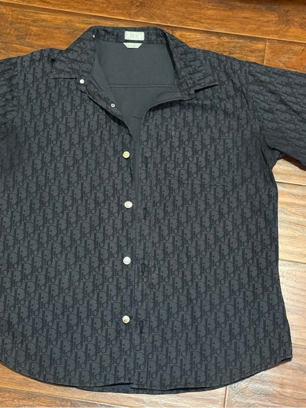 Men’s Black Monogram Button-Up Shirt